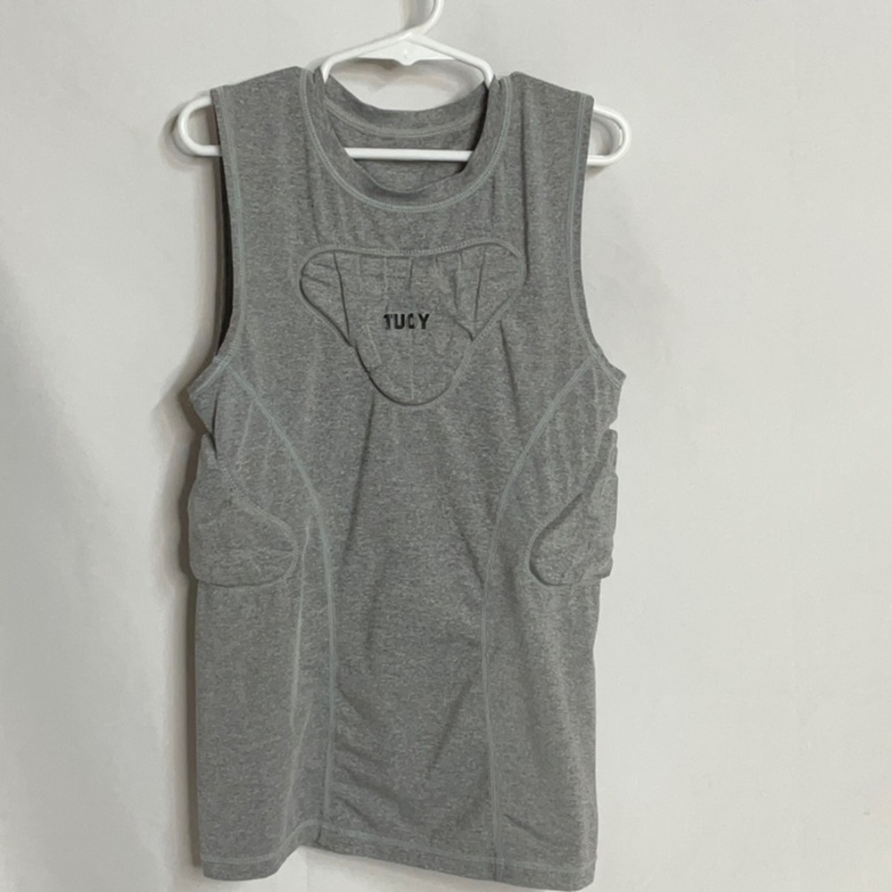 TUOY Football Protective 4 Padded Compression Sleeveless Athletic Top Gray